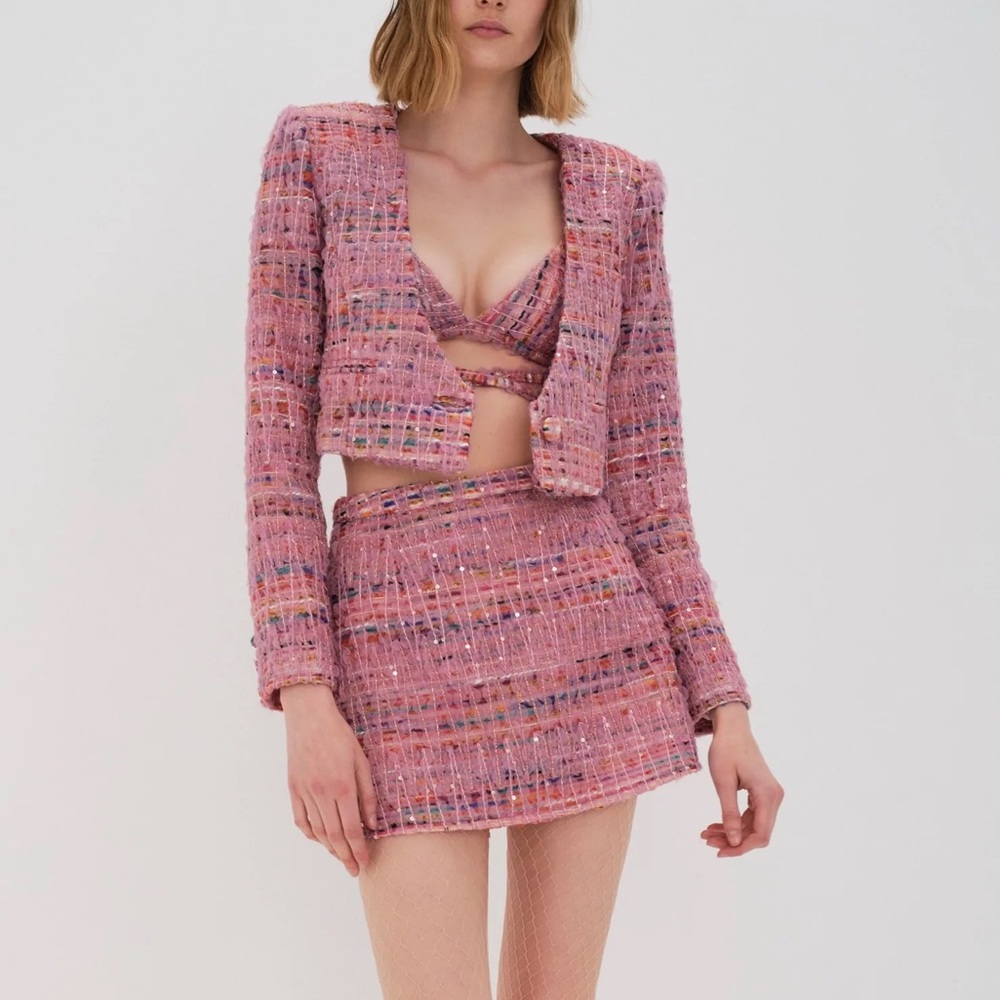 For Love & Lemons Dionne Blazer Skirt Bra Top Set NWT